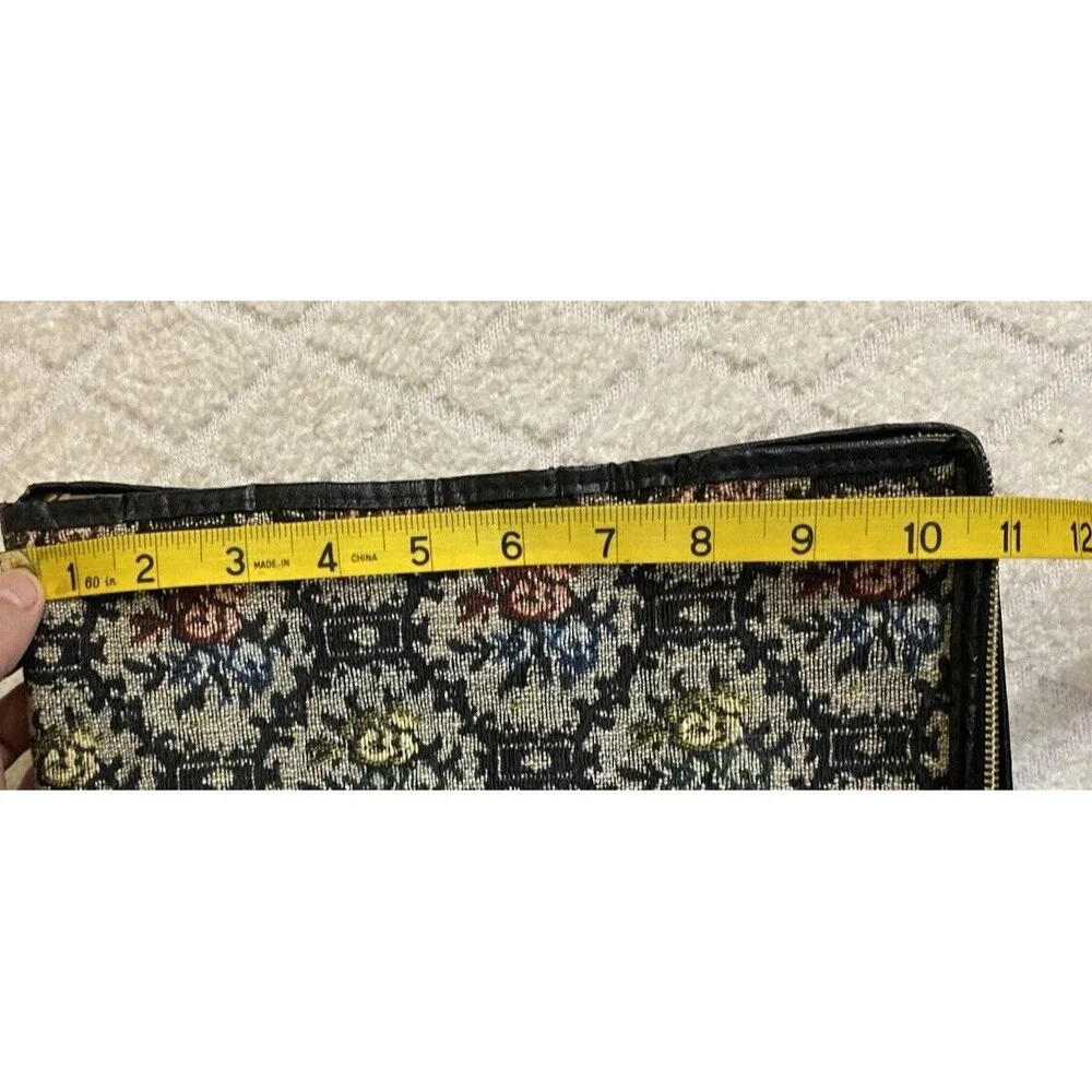 Vintage 60s Tapestry Floral All Over Woven Zipped Suitcase Luggage 14 By 11 Inch